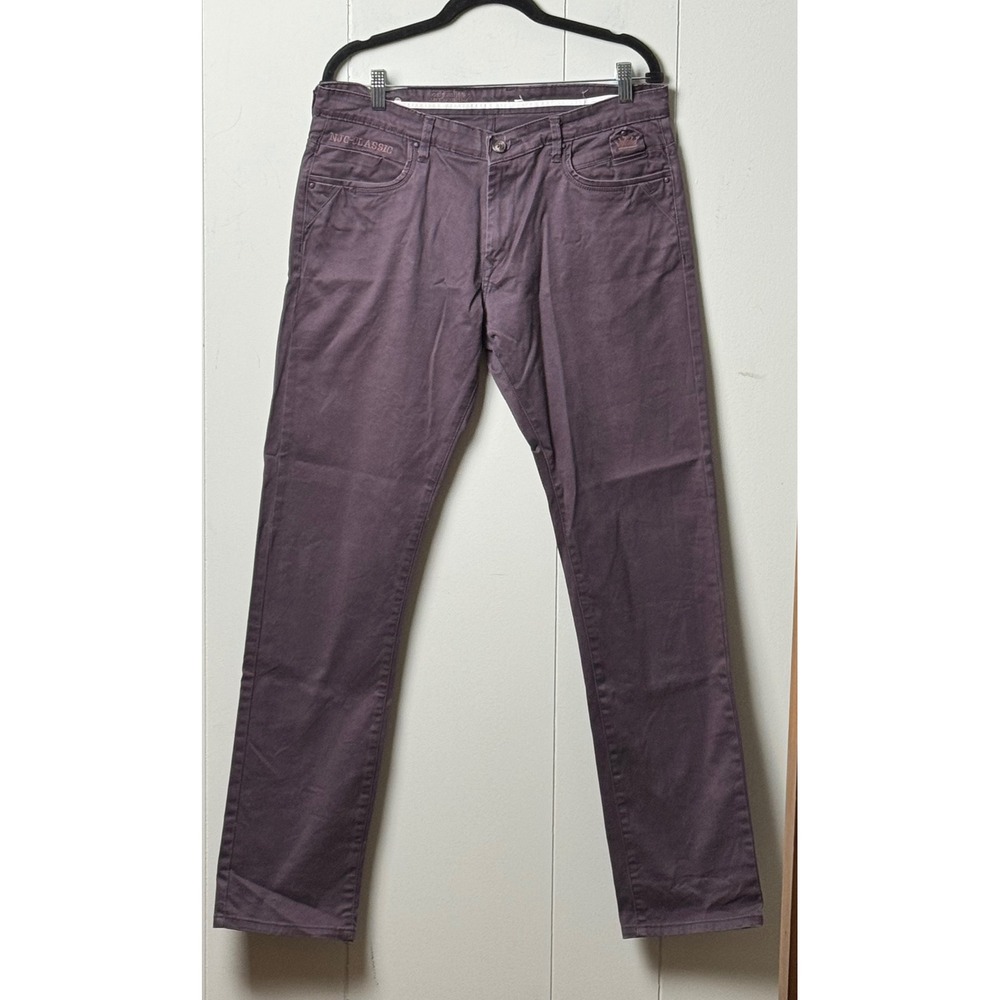 Nostrum Industrial Denim Co Mens Purple Straight Leg Pants Size 34 Deep Diving
